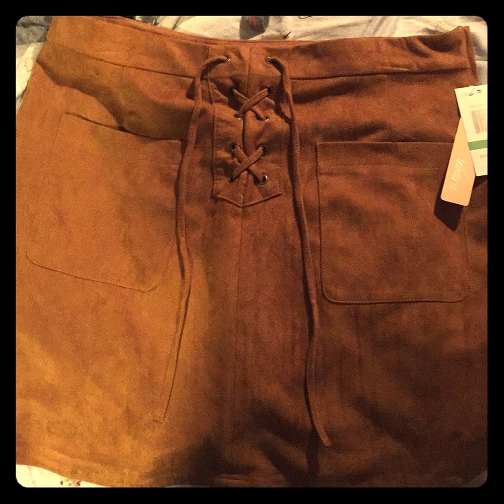 Suede khaki/tan skirt.